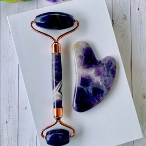 Amethyst Facial Roller and Gua Sha Set